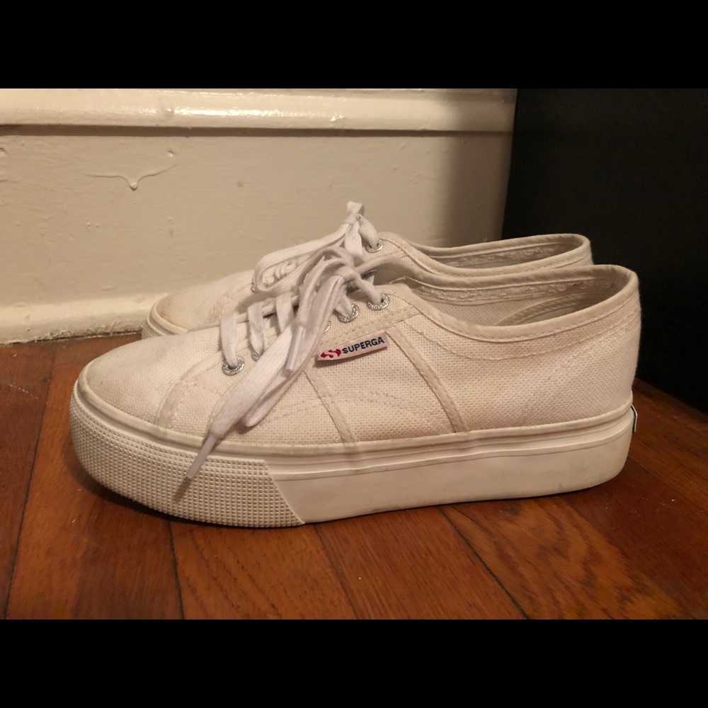 Superga White Platform Sneakers (EU 39.5, US 9)
